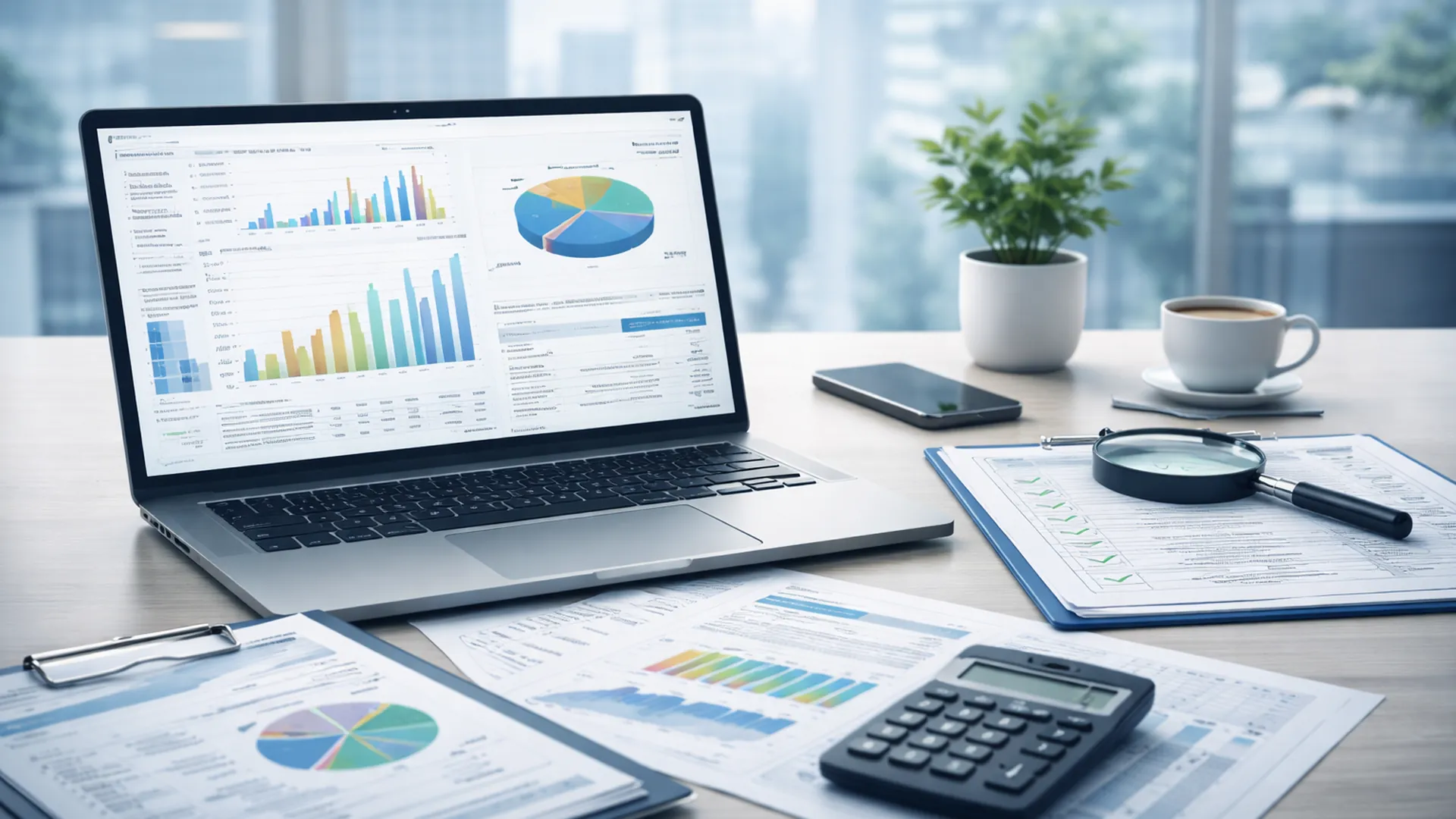 Herramientas de análisis financiero en oficina